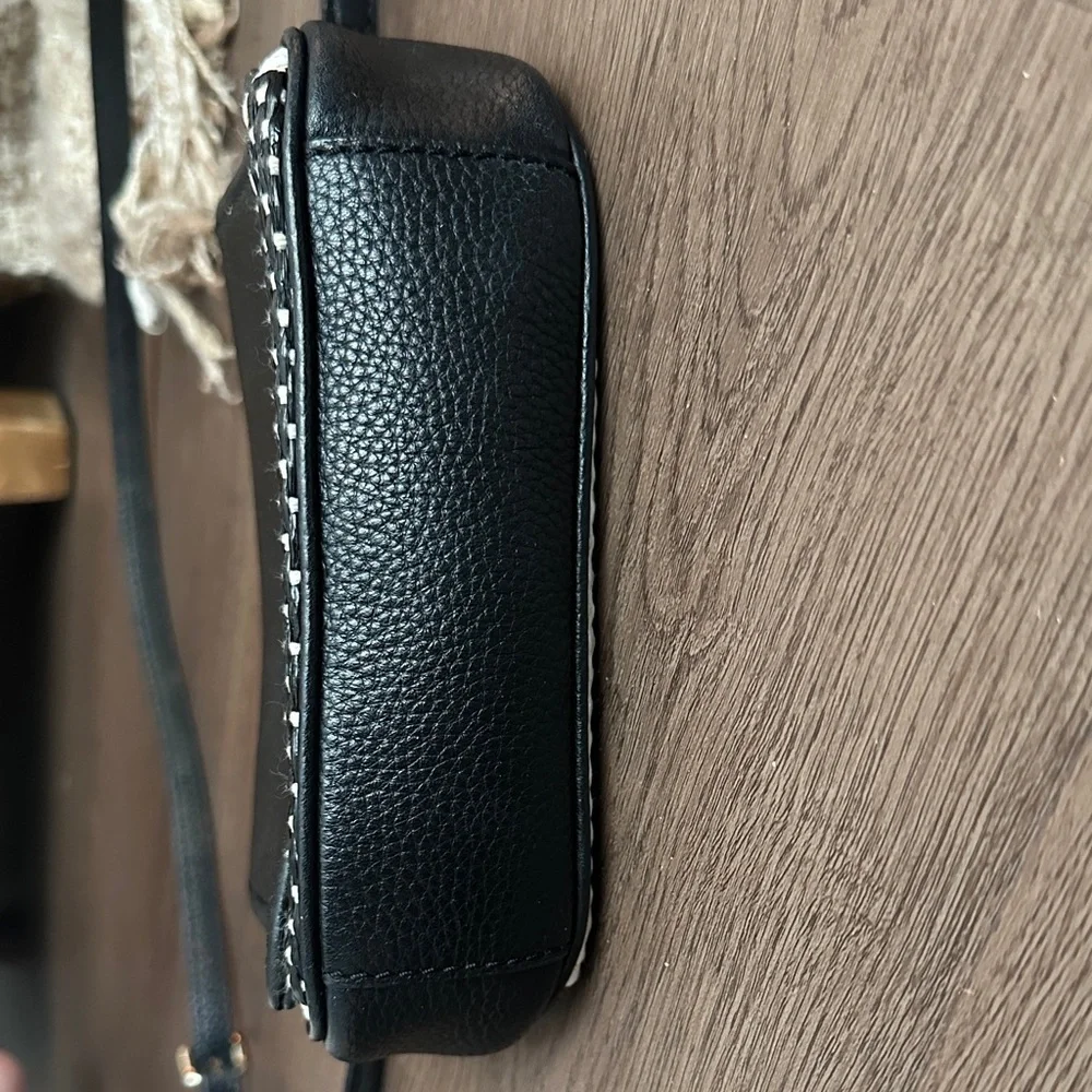 kate spade Black Pebbled Leather Crossbody with Contrast Stitching
